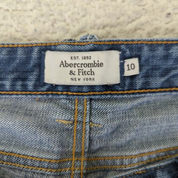 Abercrombie & Fitch Rolled Cuffed Denim Jean Shorts Women's 10 Rigid Button Fly - Picture 3 of 5